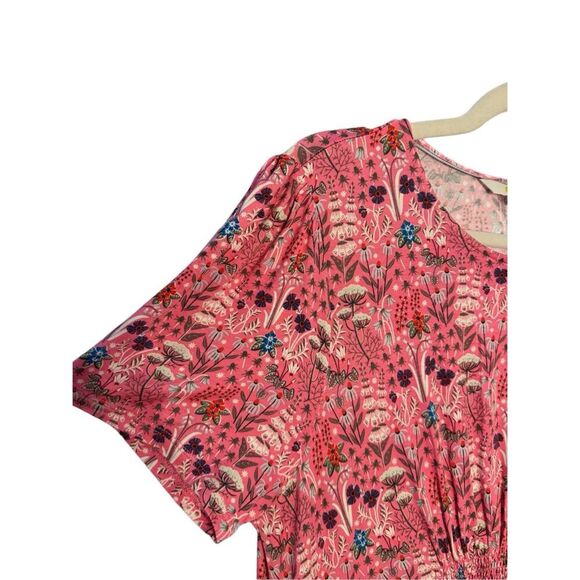 Boden midi jersey dress pockets pink floral A-line size 10L - Picture 8 of 12